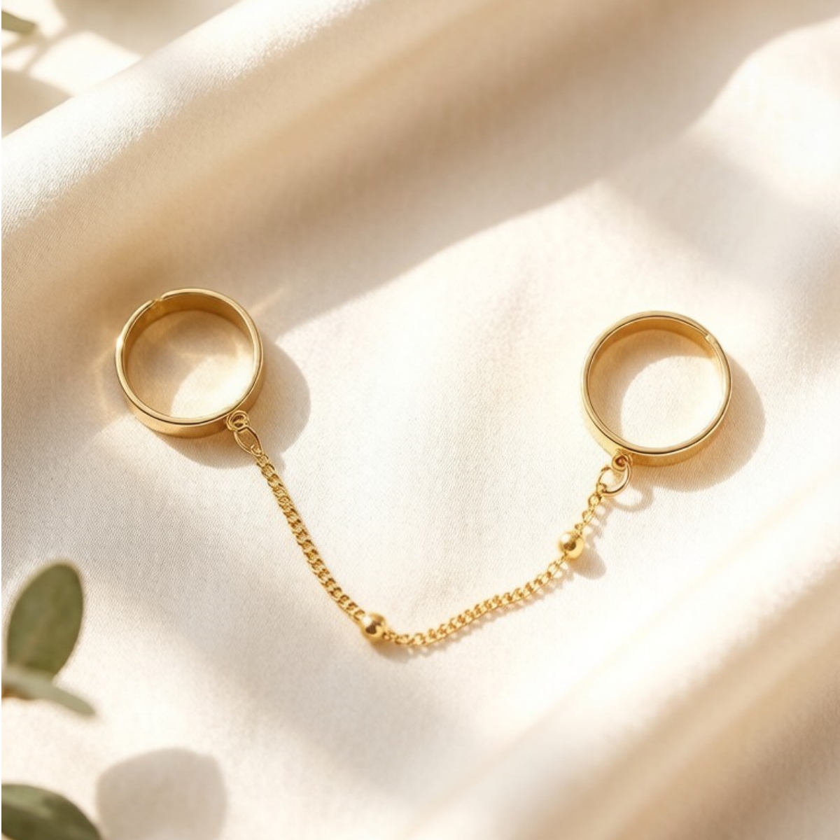 Women's Golden-Tone Double Finger Chain Ring
